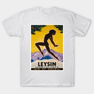 Air and Sun in Leysin, Switzerland - Vintage Travel Poster Design T-Shirt